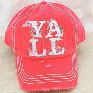 Salmon Colored “Hey YALL” Hat